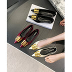 Damen elegante Ballerinas mit goldener Schnallenapplikation EB