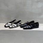 Damen elegante Ballerinas mit modischen Riemchen und exquisite Schnallenverzierung EB