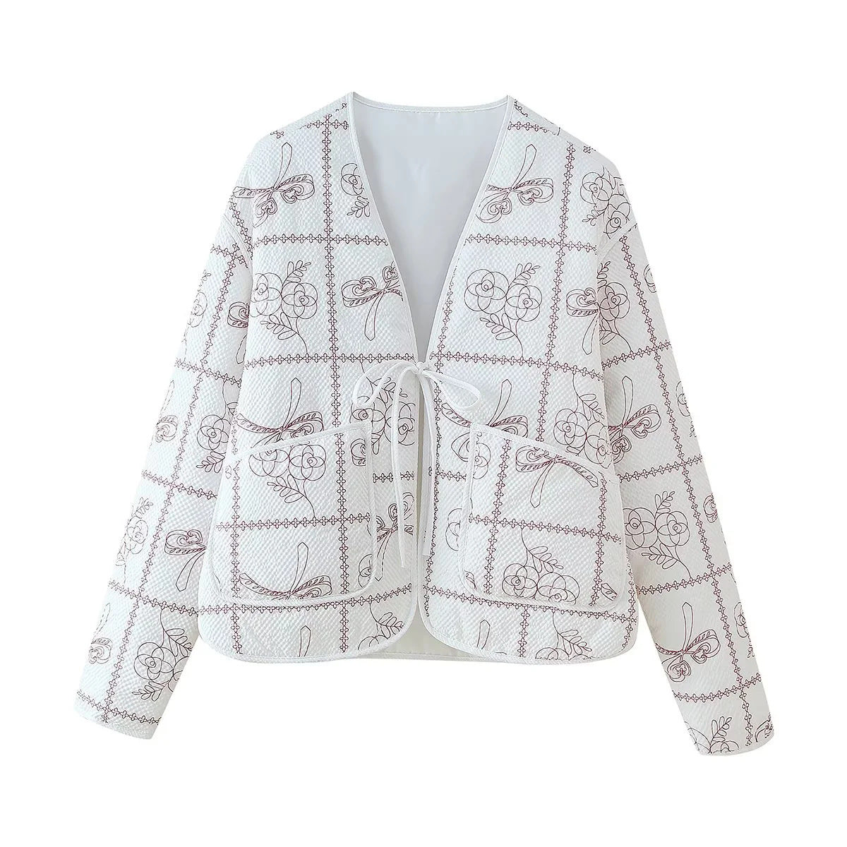 Damen Jacke mit floralem Muster und praktischen Taschen EB