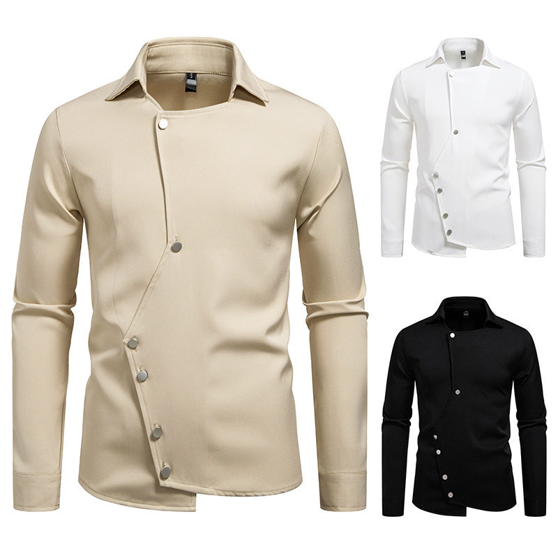 Herren Hemd mit asymmetrischem Knopfdesign und modernem Kragen EB