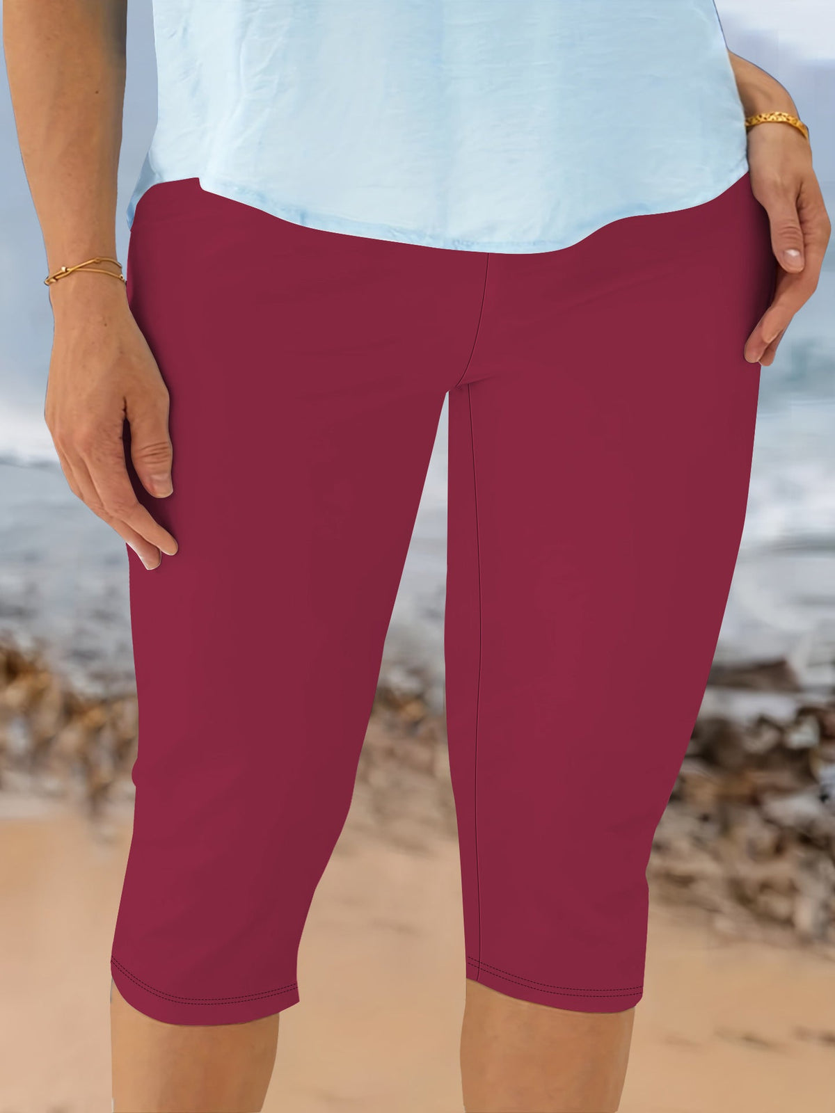 Damen-Capri-Biker-Shorts mit hohem Bund und Kompression