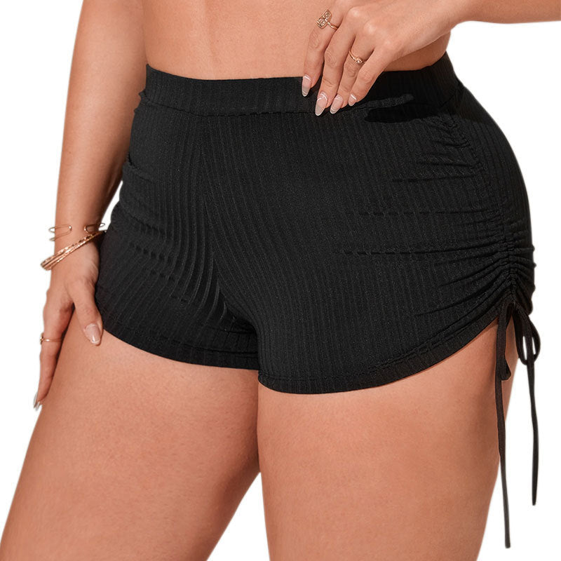 Damen High-Waist Badeshorts mit Raffung