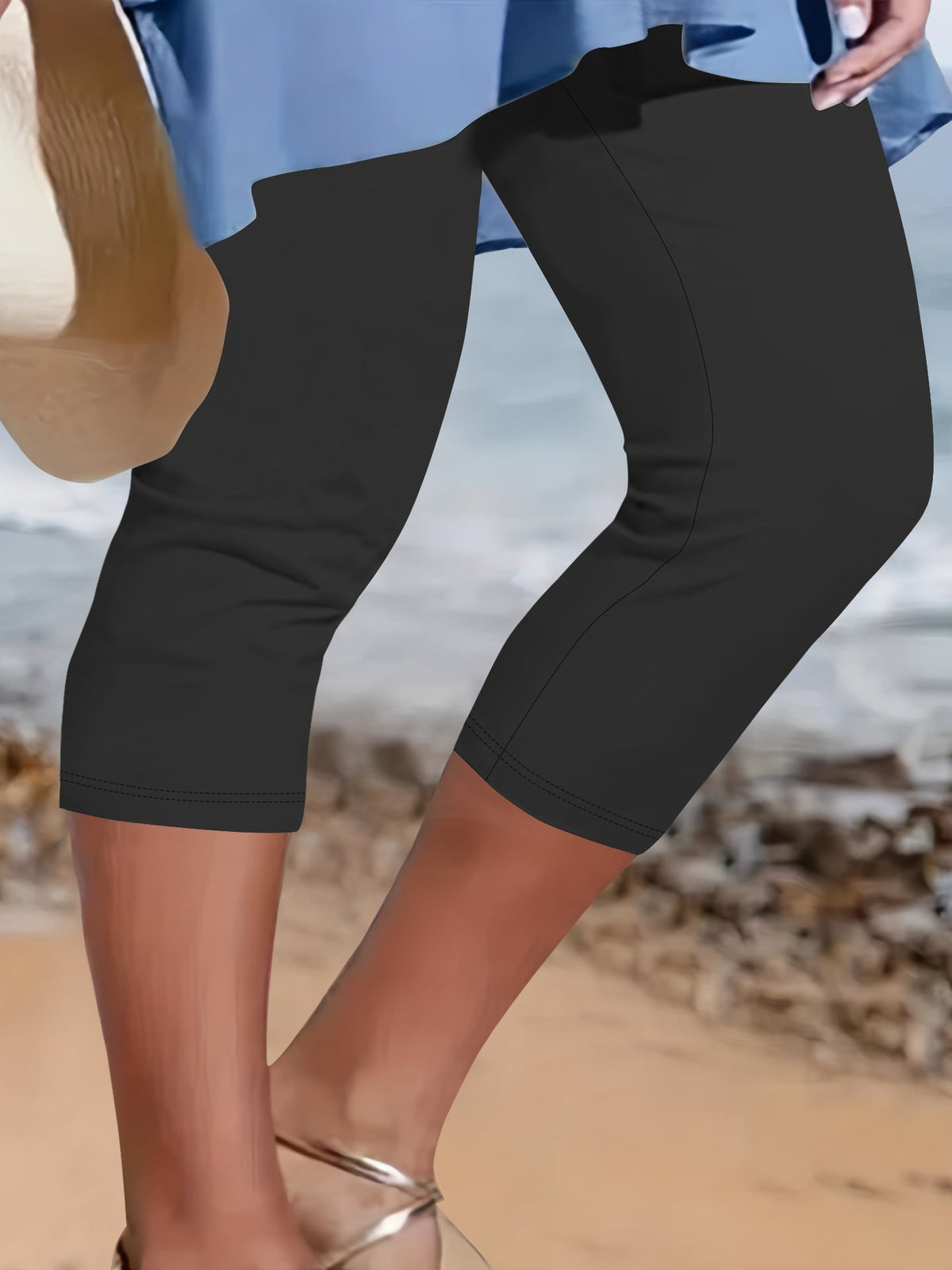 Damen-Capri-Biker-Shorts mit hohem Bund und Kompression