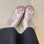 Damen bequeme Clogs mit verstellbaren Schnallen und ergonomischem Fußbett EB