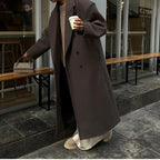 Damen Eleganter Wollmantel im Doppelreiher-Stil EB