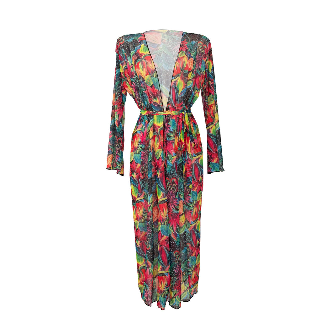 Damen eleganter Strandkimono mit floralem Muster EB