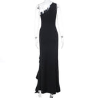 Damen Elegantes Maxikleid mit asymmetrischem Schnitt und Raffung EB