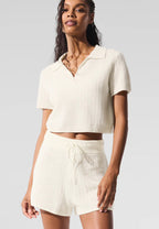 Damen Kurzarm Poloshirt und Shorts Set EB
