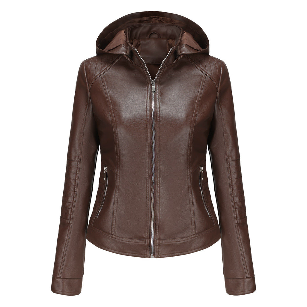 Damen Kapuzenjacke aus hochwertigem Kunstleder EB