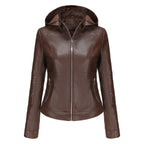 Damen Kapuzenjacke aus hochwertigem Kunstleder EB