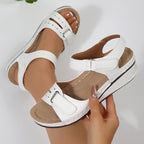 Damen Bequeme Wedge-Sandalen mit verstellbarem Riemen EB