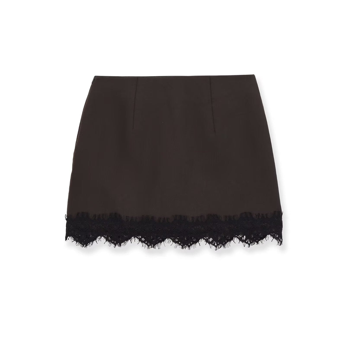 Damen eleganter Rock mit Spitzenbesatz und strukturiertem Gewebe EB