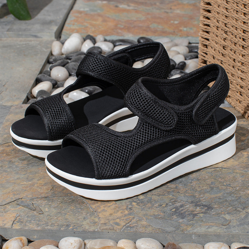 Damen Atmungsaktive Riemchen-Sandalen mit verstellbarem Klettverschluss EB