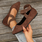 Damen elegante Ballerinas mit breitem elastischem Riemen EB