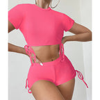 Damen Sportliches Crop-Top und Shorts-Set EB