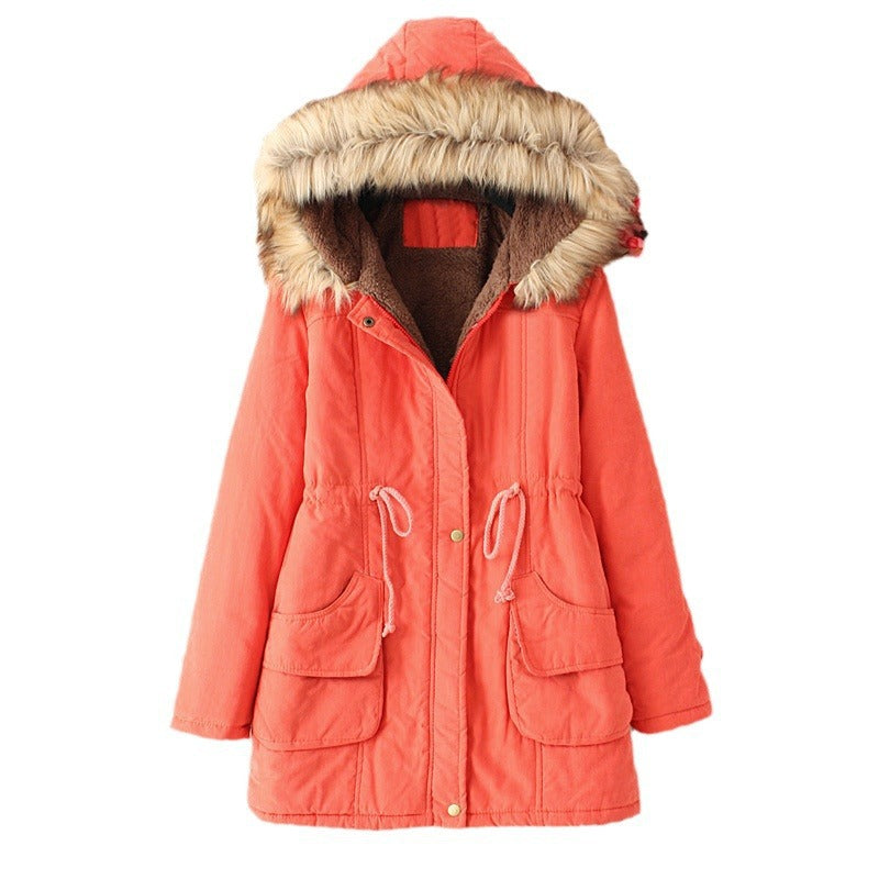 Damen gefütterte Parkajacke mit abnehmbarem Kunstfellkragen und praktischen Taschen EB