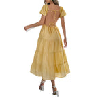 Damen Boho Maxikleid mit Puffärmeln undlagenanpassbarem Schnitt EB