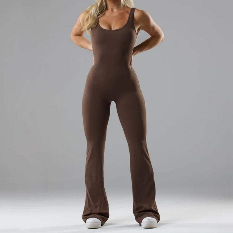 Damen Eleganter Jumpsuit mit figurbetonendem Schnitt und flared Beinen EB