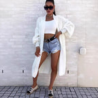 Damen Langer Strickmantel mit oversized Ärmeln und praktischen Taschen EB