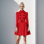 Damen moderner Trenchcoat mit tailliertem Schnitt und Doppelknöpfen EB