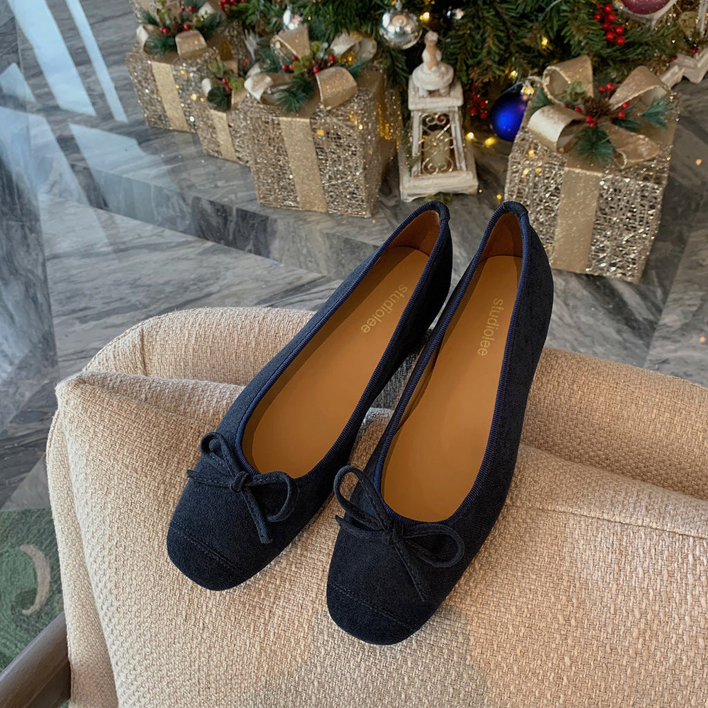 Damen Ballerinas mit runder Spitze und verspieltem Schleifendetail EB
