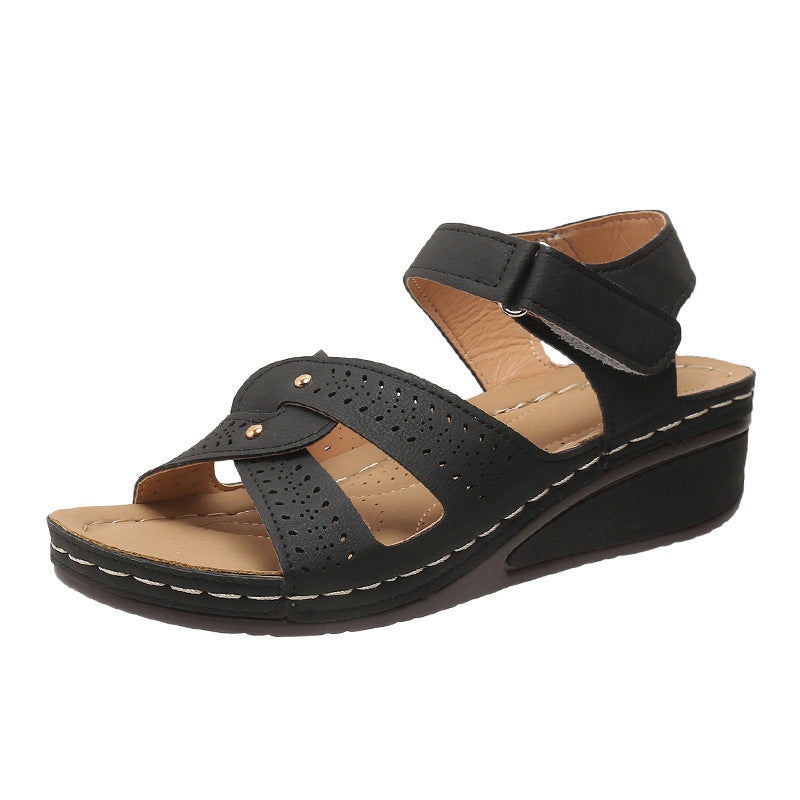 Damen Bequeme Riemchen-Sandalen mit verstellbarem Klettverschluss und anatomischem Fußbett EB