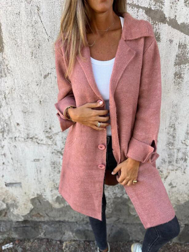 Damen kuscheliger Oversize-Mantel mit praktischen Taschen und elegantem Revers EB