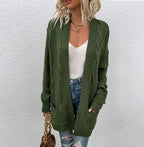 Damen Grober Strickcardigan mit offenem Schnitt und praktischen Taschen EB