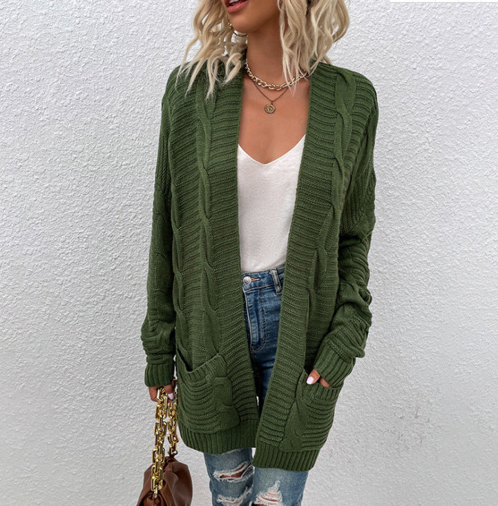 Damen Grober Strickcardigan mit offenem Schnitt und praktischen Taschen EB