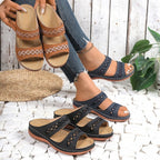 Damen bequeme Riemchen-Sandalen mit luftigem Perforationsdesign EB