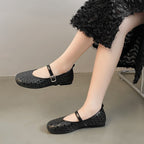 Damen Ballerinas mit stylishem Riemen und glänzender Oberfläche EB