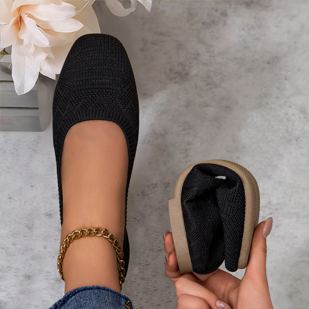 Damen Bequeme Ballerinas aus elastischem Strickmaterial mit flexibler Sohle EB