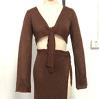 Damen Zweiteiler Strickensemble mit raffiniertem Schnitt EB