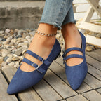 Damen Ballerinas mit verstellbaren Riemchen und elegantem Spitzendesign EB