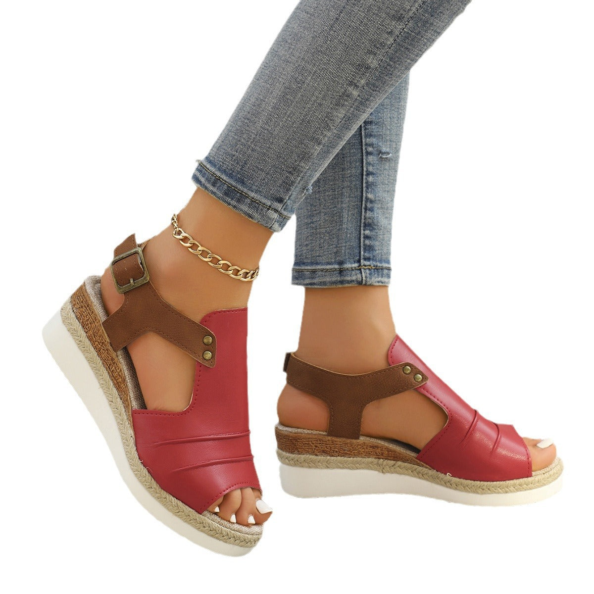 Damen bequeme Zehentrenner-Sandalen mit elastischem Riemen und rutschfester Sohle EB