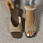 Damen bequeme Open-Toe Pantoletten mit modischem Schnitt und flexiblem Fußbett EB