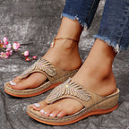 Damen Bequeme Schmuck-Sandalen mit Zehensteg EB