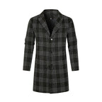 Damen eleganter Trenchcoat mit feinem Karo-Muster und tailliertem Schnitt EB