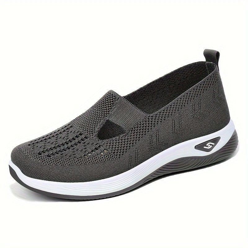 Damen bequeme Slip-On Schuhe mit atmungsaktiver Strickoberfläche EB