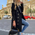 Damen eleganter Wollmantel mit schimmernden Knöpfen EB