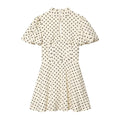 Damen A-Linien Kleid mit hochgeschlossenem Kragen und voluminösen Ärmeln EB