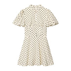 Damen A-Linien Kleid mit hochgeschlossenem Kragen und voluminösen Ärmeln EB