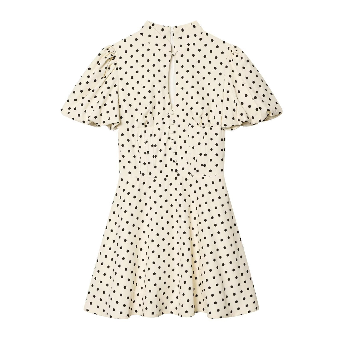 Damen A-Linien Kleid mit hochgeschlossenem Kragen und voluminösen Ärmeln EB