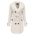 Damen Eleganter Trenchcoat mit abnehmbarem Fellkragen EB