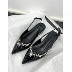 Damen Slingback Pumps mit funkelnder Strassverzierung EB
