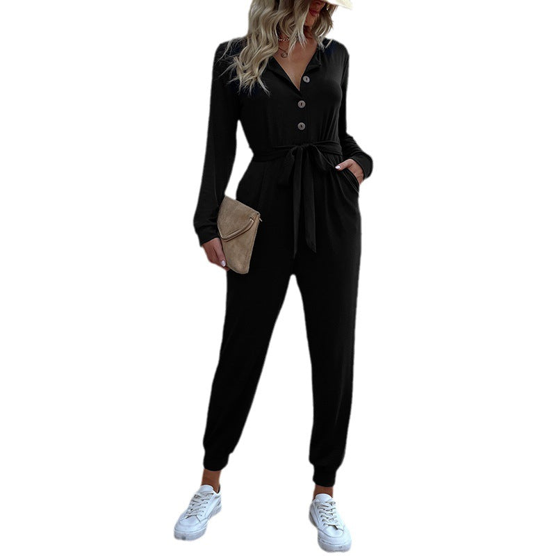 Lässiger Damen-Jumpsuit mit Gürtel