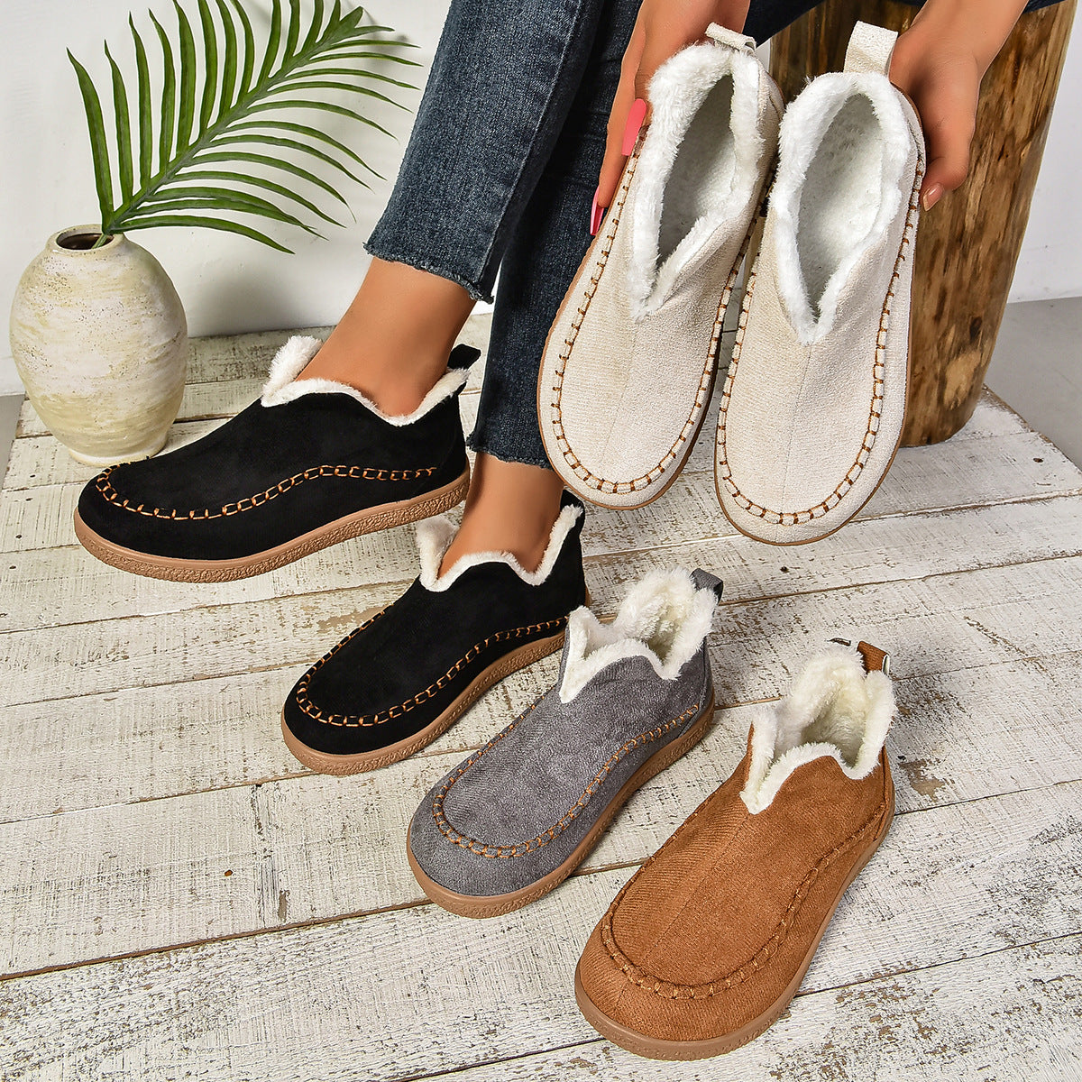 Damen Clog-Schuhe mit kuscheligem Innenfutter  EB