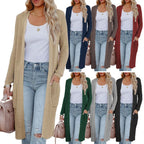 Damen lässiger Strickmantel mit offenen Fronten und praktischen Taschen EB