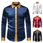 Herren Elegantes Langarmhemd mit Satin-Details EB