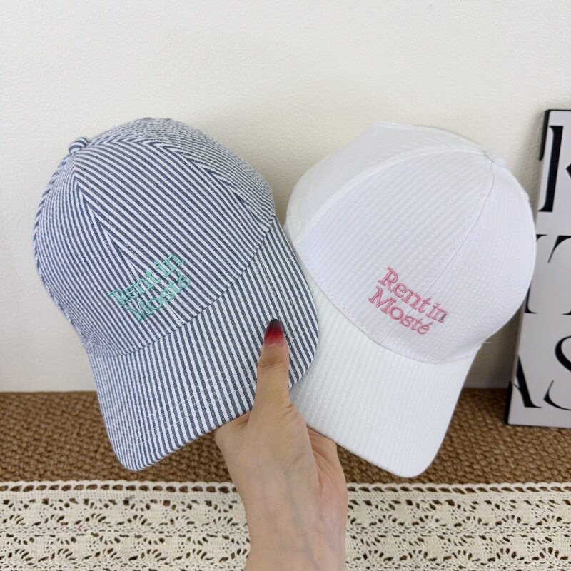 Gestreifte bestickte Damen-Baseballcap